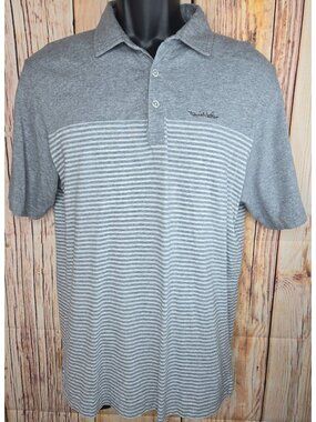 Travis Mathew Mens Two-Toned Gray Striped Polo Small